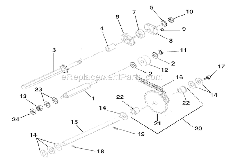 Reduction Drive Diagram and Parts List for 924550 000101 Ariens Snow Blower