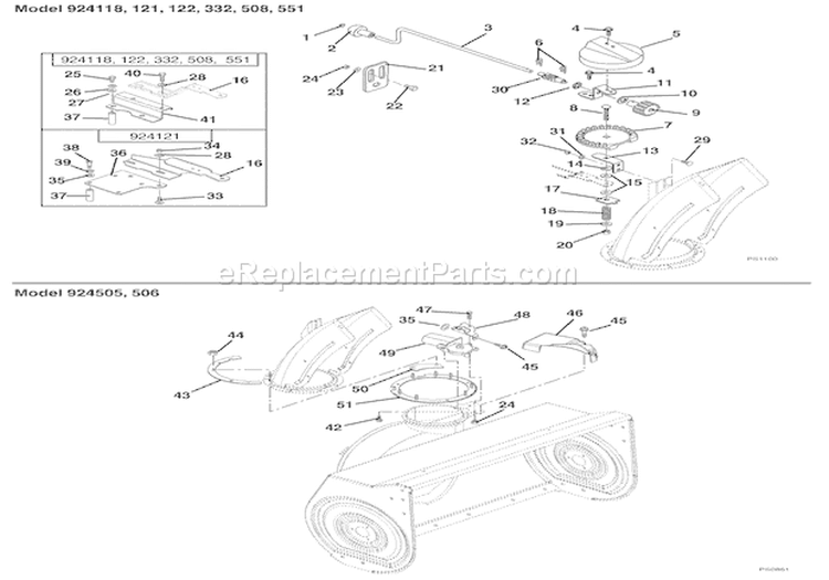 Discharge Chute - Manual And Electric Diagram and Parts List for 924121 000101 Ariens Snow Blower