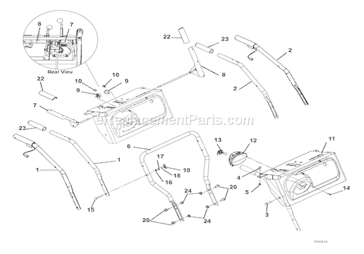 Handlebars, Lever Controls, Panel And Dash Diagram and Parts List for 926001 000101 Ariens Snow Blower