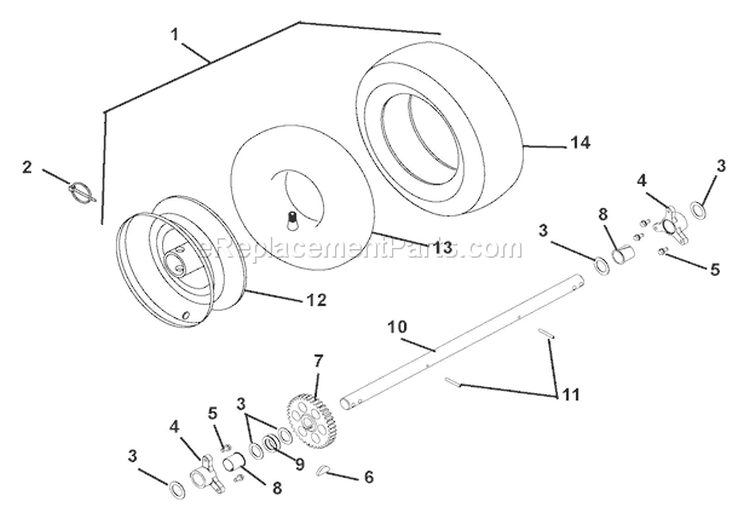 Wheels And Axles Diagram and Parts List for 926001 010001 Ariens Snow Blower