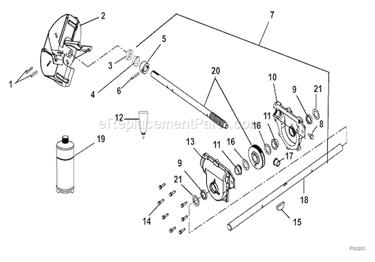 Gear Case-Aluminum Diagram and Parts List for 926003 000101 Ariens Snow Blower