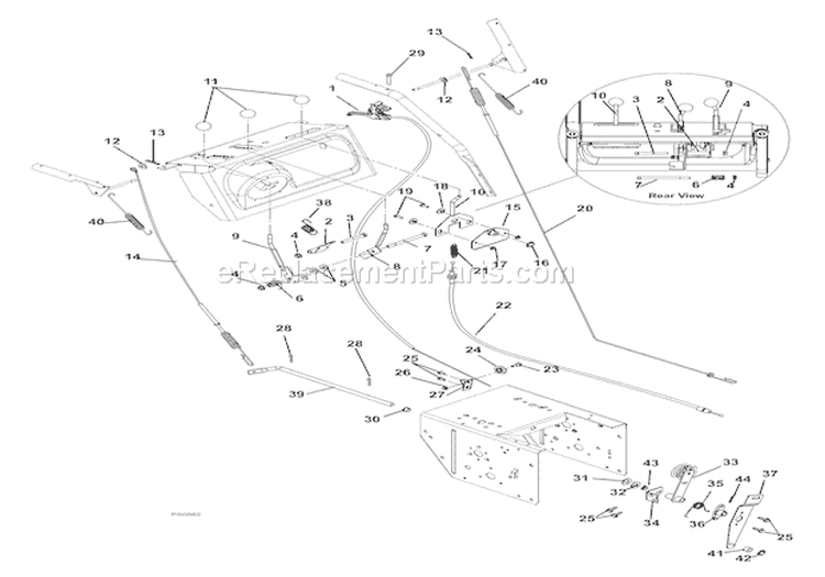 Cables And Controls Diagram and Parts List for 926003 000101 Ariens Snow Blower