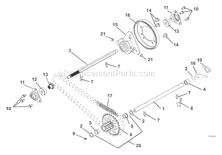 Reduction Drive Diagram and Parts List for 926003 000101 Ariens Snow Blower