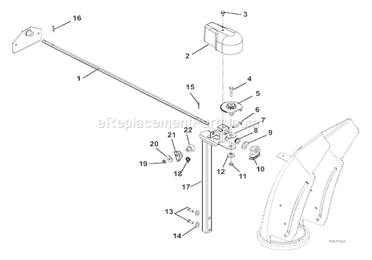 Discharge Chute Diagram and Parts List for 926003 000101 Ariens Snow Blower