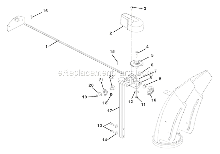 Discharge Chute Diagram and Parts List for 926001 002634 Ariens Snow Blower