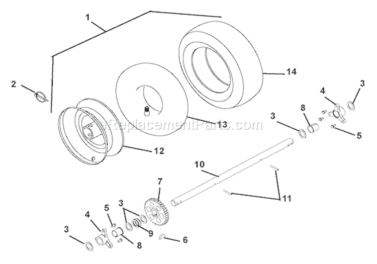Wheels And Axles Diagram and Parts List for 926007 000101 Ariens Snow Blower