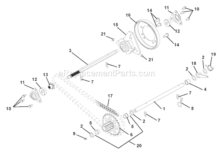 Reduction Drive Diagram and Parts List for 926001 002634 Ariens Snow Blower