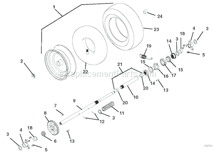 Wheels And Axles Diagram and Parts List for 926009 002001 Ariens Snow Blower