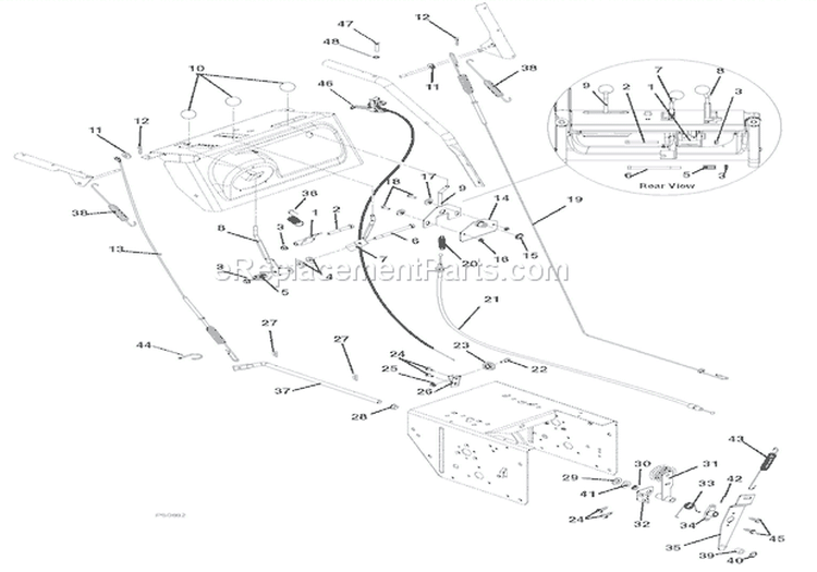 Cables And Controls Diagram and Parts List for 926009 002001 Ariens Snow Blower