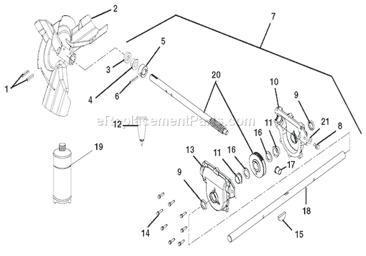 Gear Case Aluminum Diagram and Parts List for 926009 002001 Ariens Snow Blower