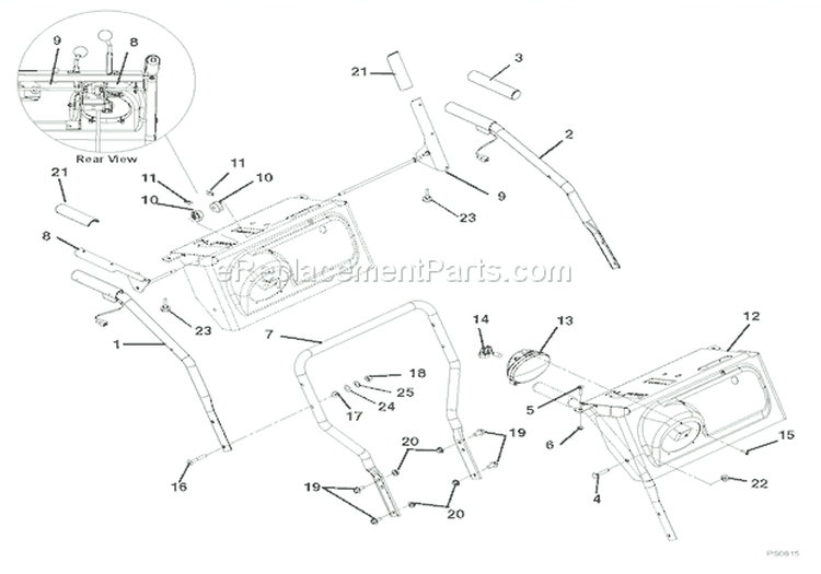 Handlebars And Controls Diagram and Parts List for 926009 002001 Ariens Snow Blower