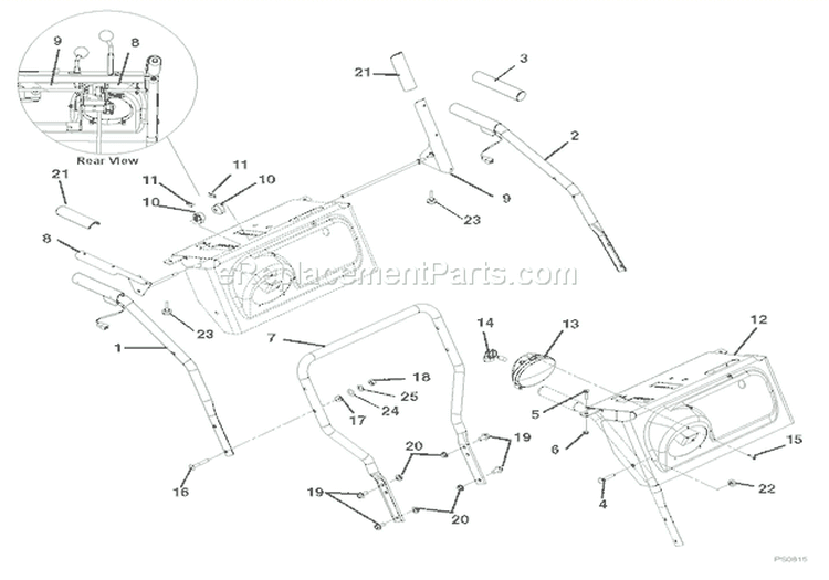Handlebars And Controls Diagram and Parts List for 926010 000501 Ariens Snow Blower