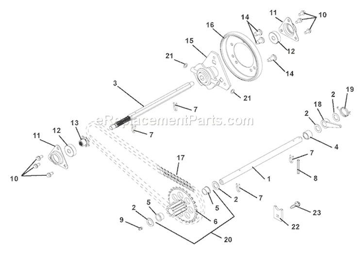 Reduction Drive Diagram and Parts List for 926013 000101 Ariens Snow Blower
