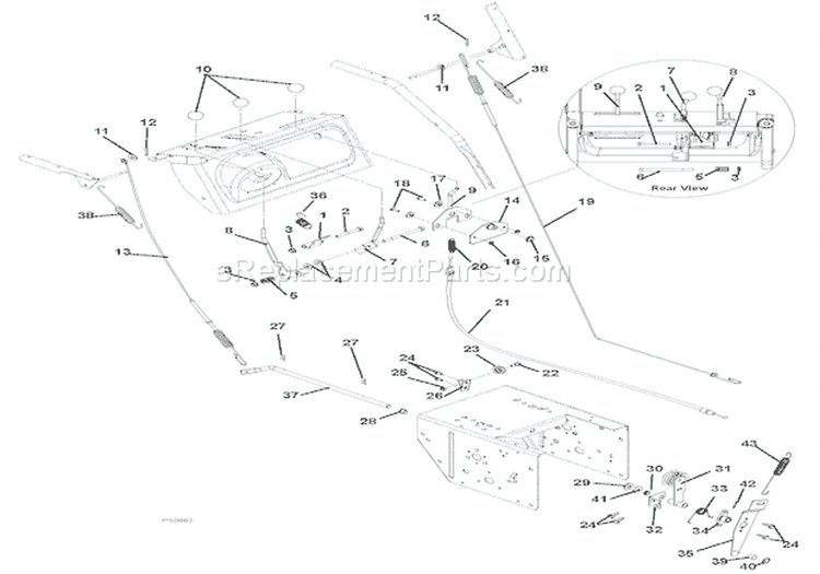 Cables And Controls Diagram and Parts List for 926016 000201 Ariens Snow Blower