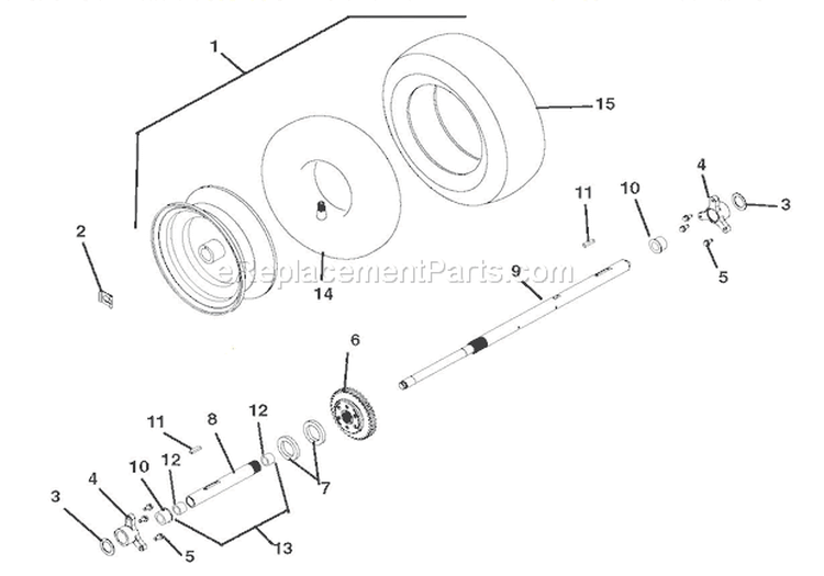 Wheels And Axles Diagram and Parts List for 926016 002001 Ariens Snow Blower