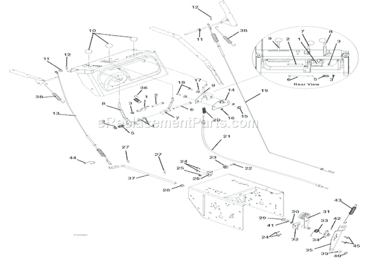 Cables And Controls Diagram and Parts List for 926016 002001 Ariens Snow Blower