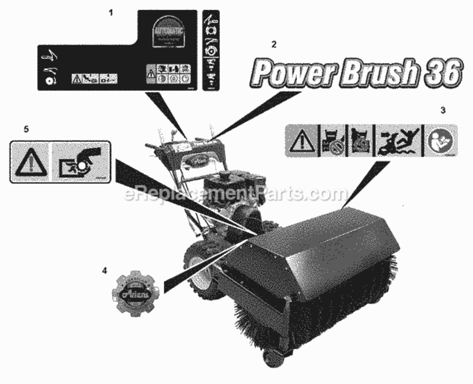 Page E Diagram and Parts List for 926057 000101- Ariens Power Broom
