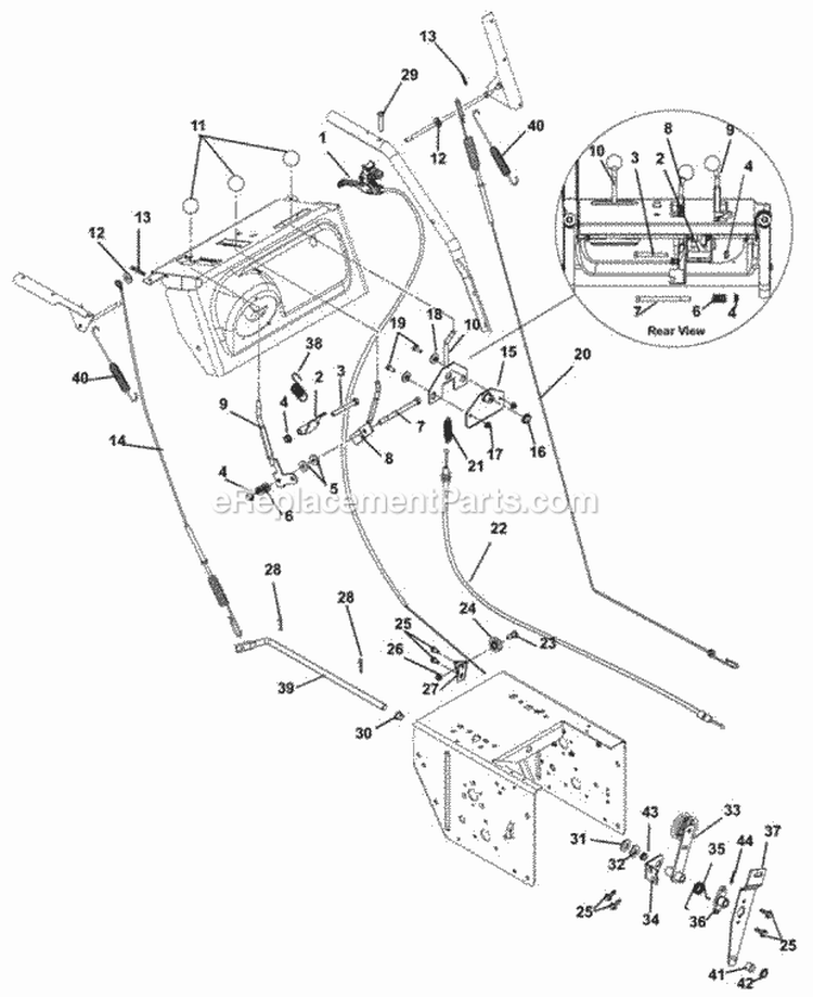 Cables And Controls Diagram and Parts List for 926102 000101 Ariens Snow Blower