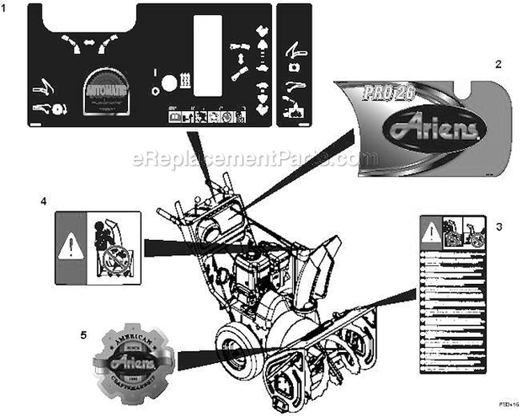 Page C Diagram and Parts List for 926105 000101 Ariens Snow Blower