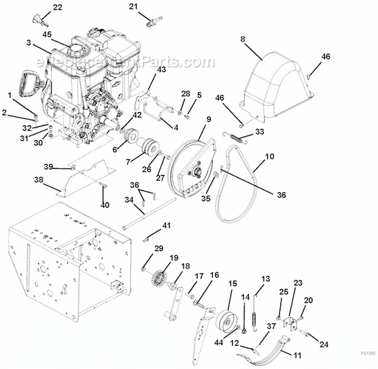 Page F Diagram and Parts List for 926105 000101 Ariens Snow Blower