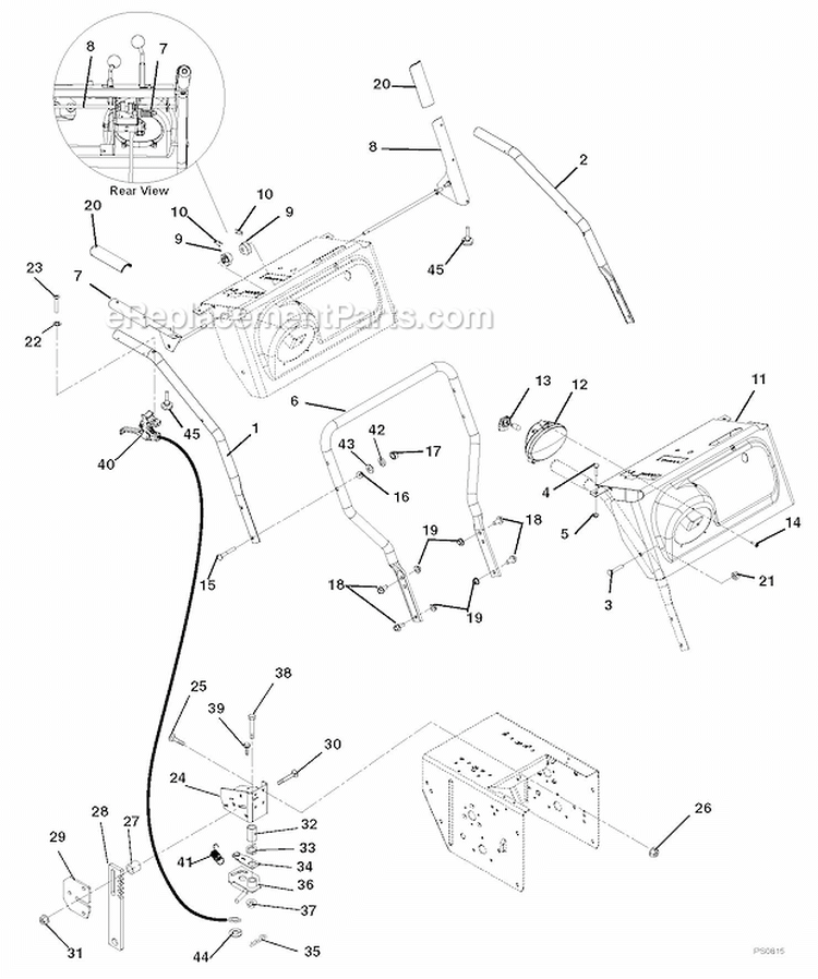Page H Diagram and Parts List for 926105 000101 Ariens Snow Blower