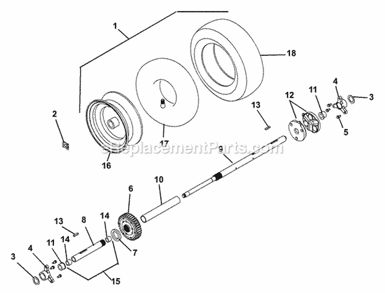 Reduction Drive Diagram and Parts List for 926300 000101 Ariens Snow Blower