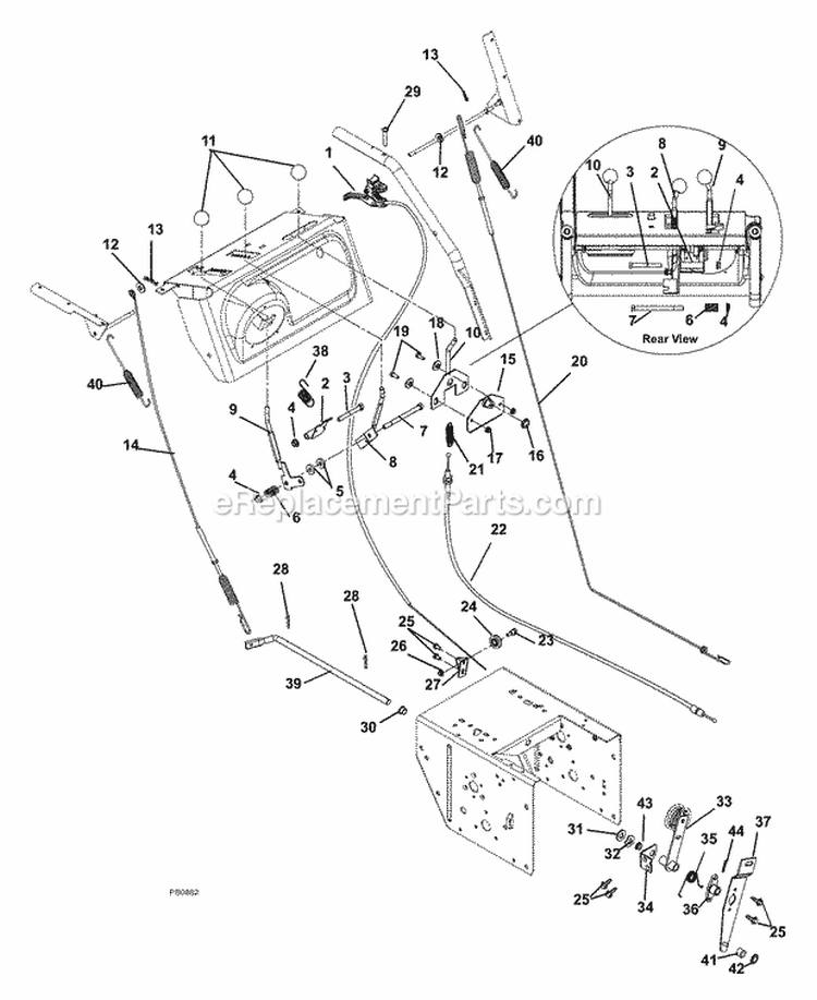 Cables And Controls Diagram and Parts List for 926103 000101 Ariens Snow Blower