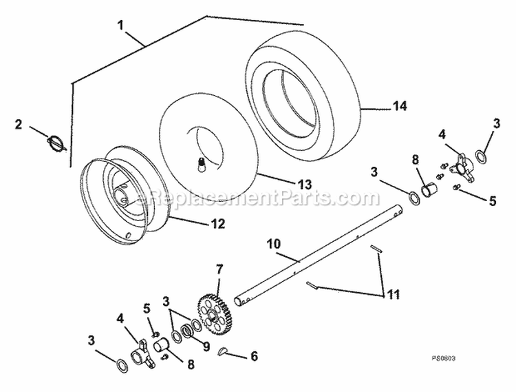 Reduction Drive Diagram and Parts List for 926101 000101 Ariens Snow Blower