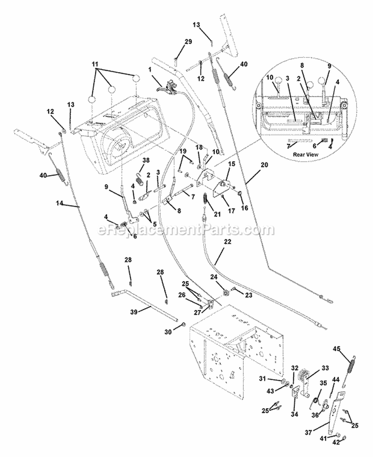 Cables And Controls Diagram and Parts List for 926102 002381 Ariens Snow Blower