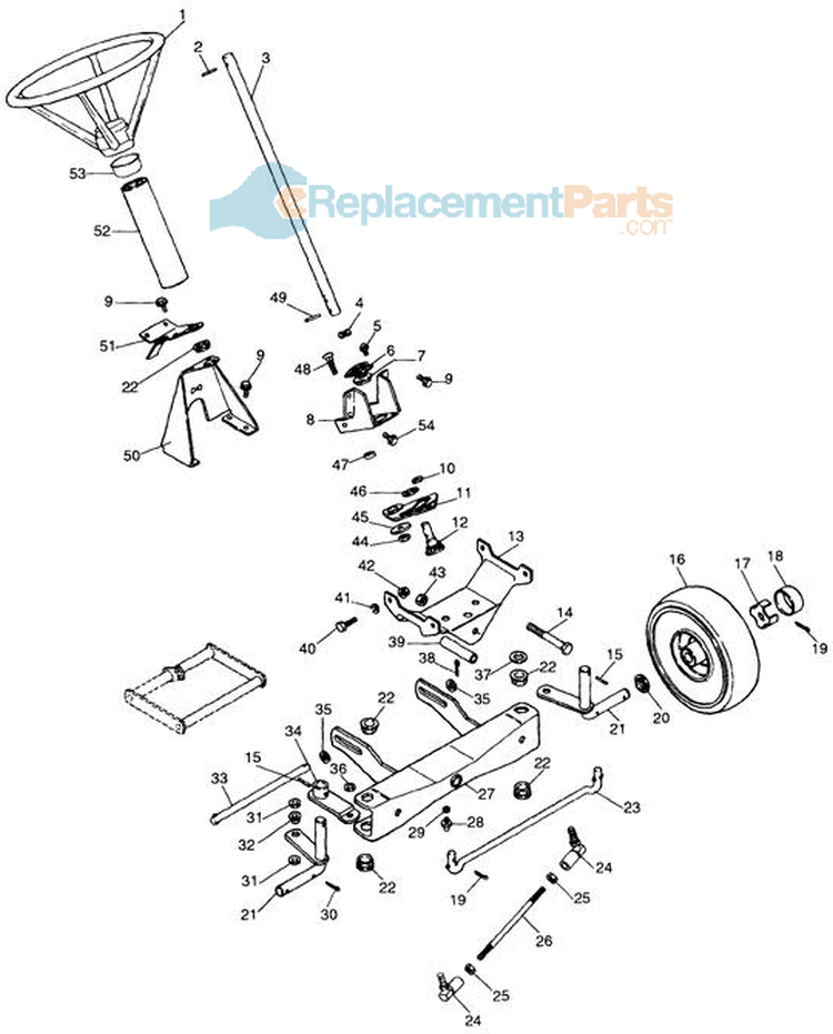 Steering Diagram and Parts List for 927043 000101 Ariens Lawn Tractor