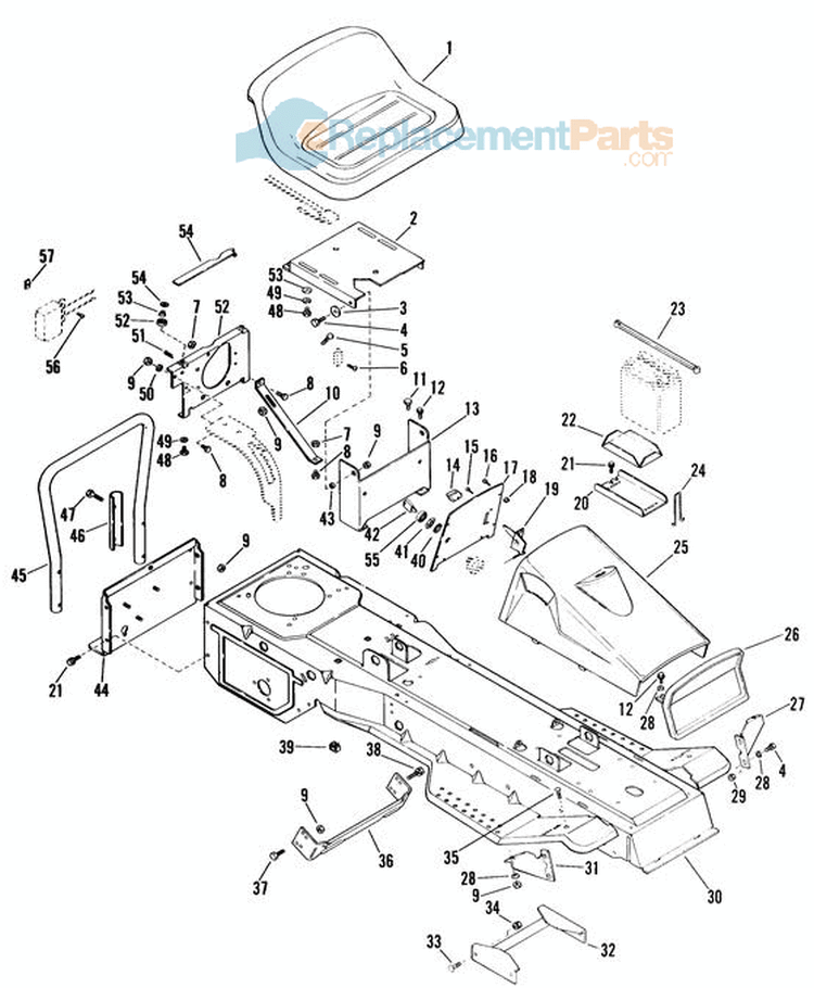 Frame And Seat Diagram and Parts List for 927043 000101 Ariens Lawn Tractor
