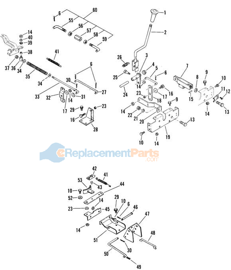 Mower Engagement Linkage Diagram and Parts List for 927043 000101 Ariens Lawn Tractor