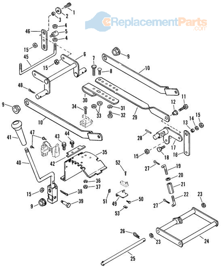 Mower Height Linkage Diagram and Parts List for 927043 000101 Ariens Lawn Tractor