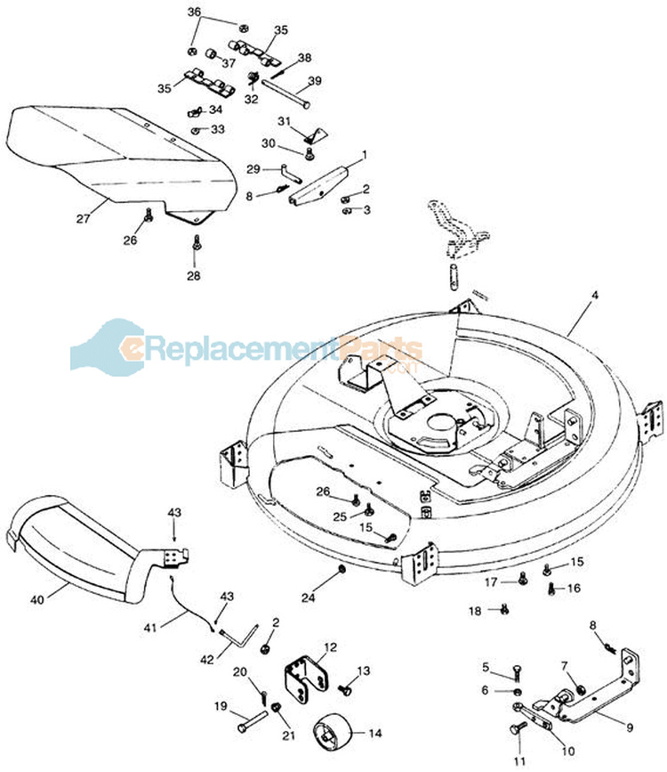 Mower Pan Diagram and Parts List for 927043 000101 Ariens Lawn Tractor