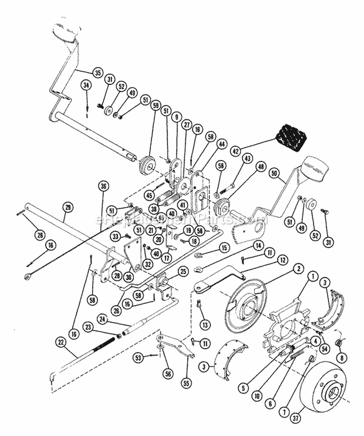 Rear Brake & Clutch Assembly Parts Diagram and Parts List for 931013 000101 Ariens Lawn Tractor