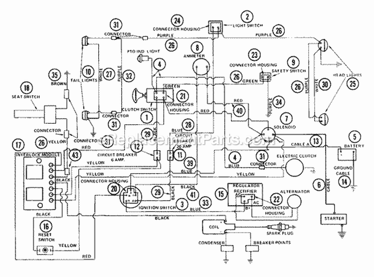 Front Pto And Electrical Clutch Diagram and Parts List for 931017 000101 Ariens Lawn Tractor