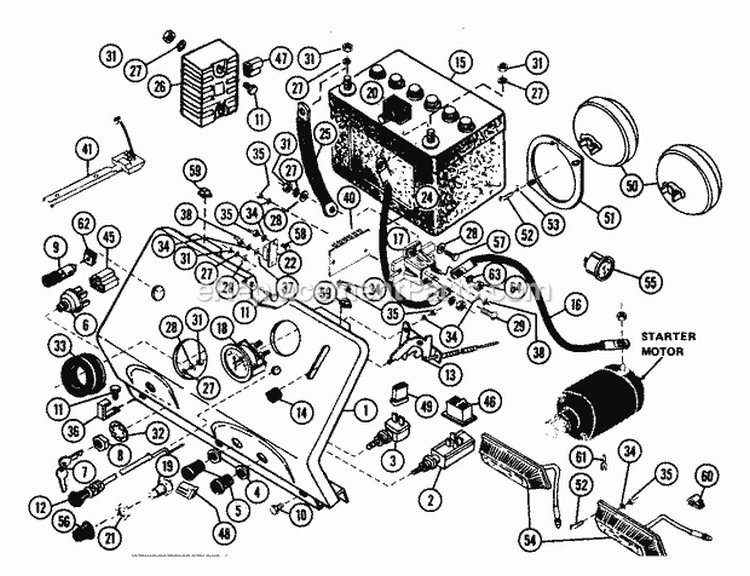 Dash, Controls & Electrical Diagram and Parts List for 931022 000101 Ariens Lawn Tractor