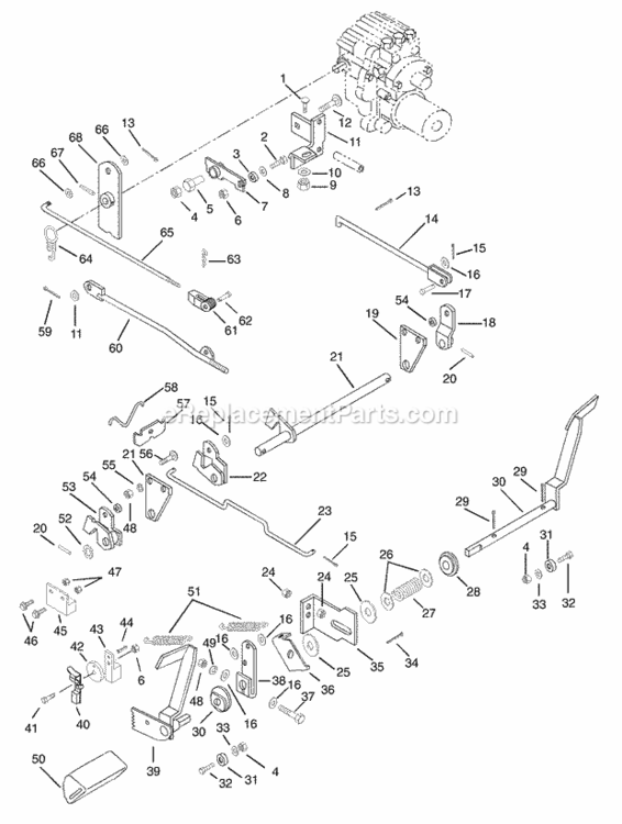 Speed Selector Diagram and Parts List for 931038 000101 Ariens Lawn Tractor