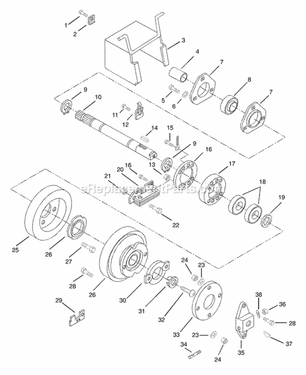 Steering Hydraulic Diagram and Parts List for 931038 000101 Ariens Lawn Tractor