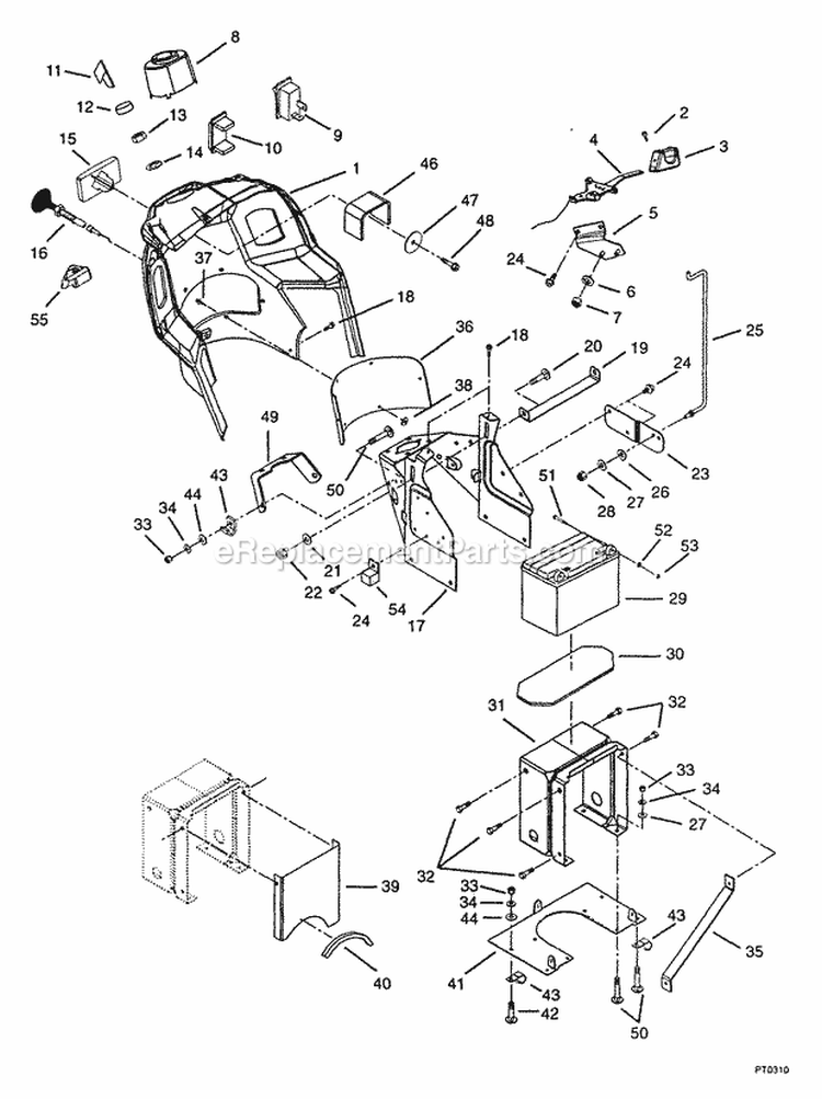 Dash & Support Diagram and Parts List for 931302 000101 Ariens Lawn Tractor