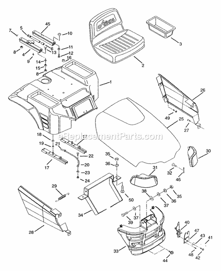 Hydrostatic Drive And Brakes Diagram and Parts List for 931302 000126 Ariens Lawn Tractor