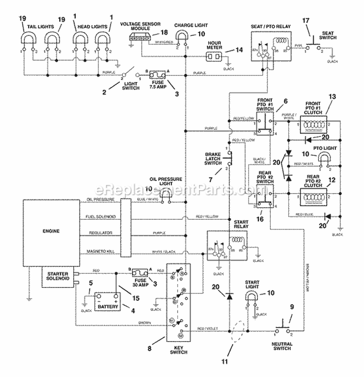 Page S Diagram and Parts List for 931303 000101 Ariens Lawn Tractor