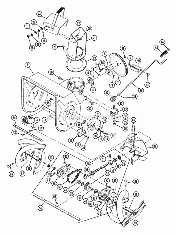 Sno-Thro 20" Diagram and Parts List for 832002 052400 Ariens Snow Blower