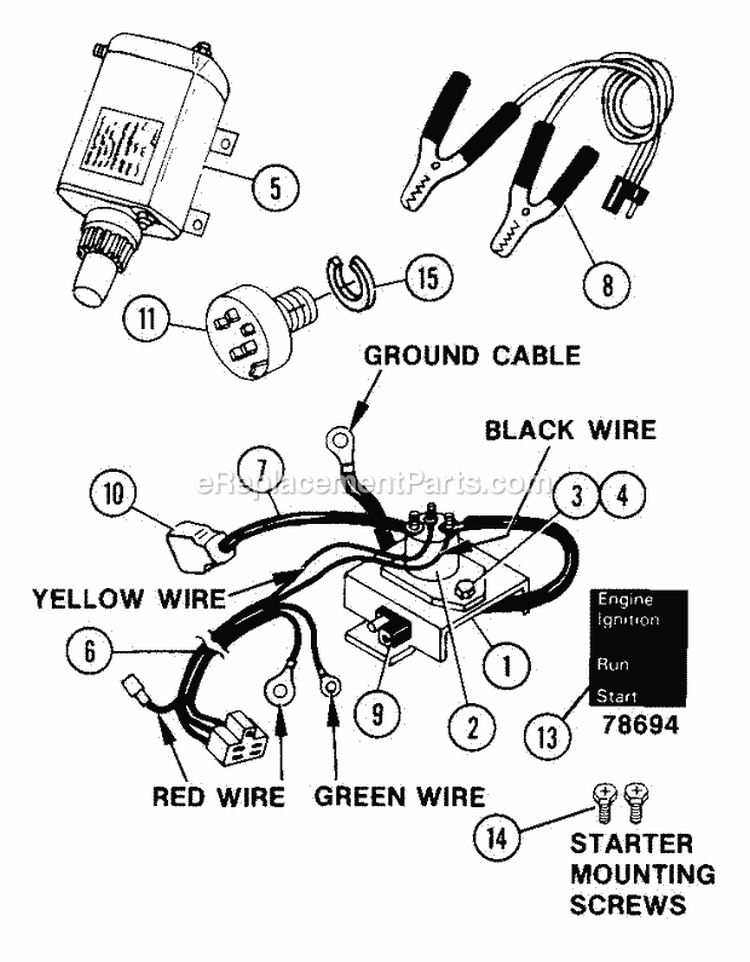 Electric Starter Kit Diagram and Parts List for 932004 026001 Ariens Snow Blower