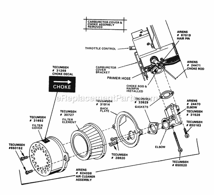G - Friction Drive Diagram and Parts List for 932022 000101 Ariens Snow Blower