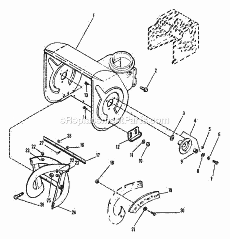 AugerImpeller Housing Diagram and Parts List for 932007 001101 Ariens Lawn Tractor