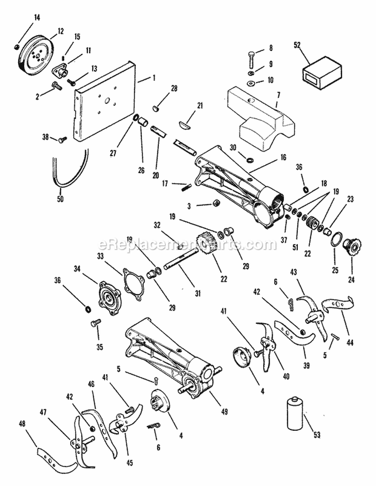 Rotary Tiller Diagram and Parts List for 932006 058301 Ariens Snow Blower