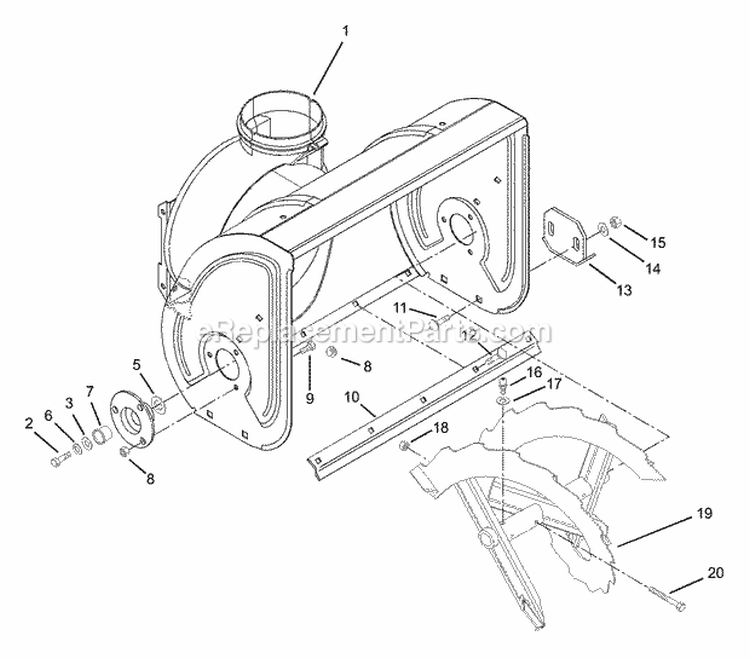 AugerImpeller Housing Diagram and Parts List for 932034 000101 Ariens Snow Blower