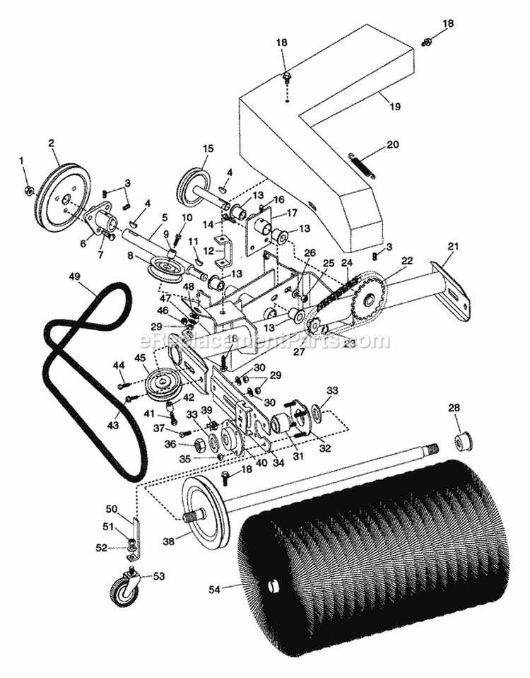 Rotary Brush Diagram and Parts List for 832007 000101 Ariens Power Broom