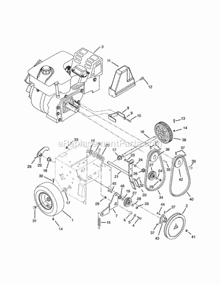 Belt Drive Diagram and Parts List for 932307 000101 Ariens Snow Blower